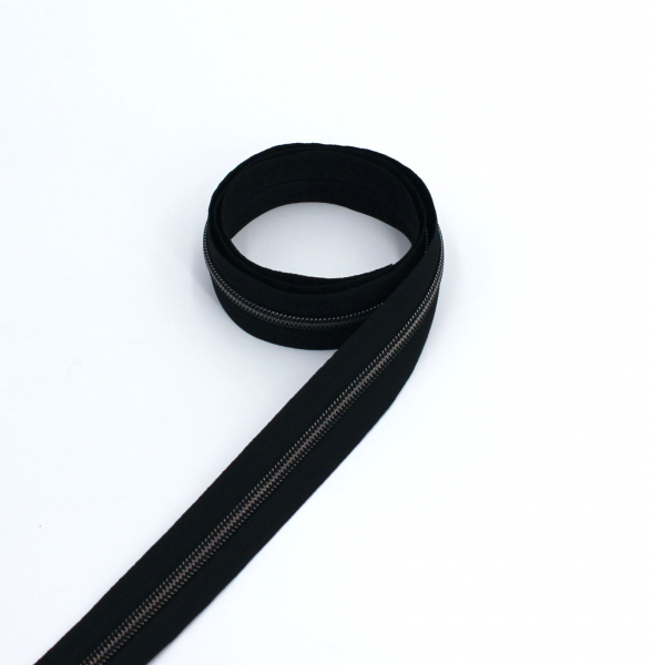Endlosreißverschluss metallisiert schwarz/ titan (1m)